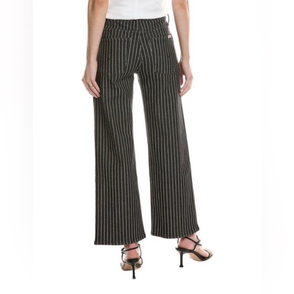 Hudson Jeans Denim - Hudson Rosalie High Rise Wide Leg Ankle Black w/ White Pinstripes Womens Size 25